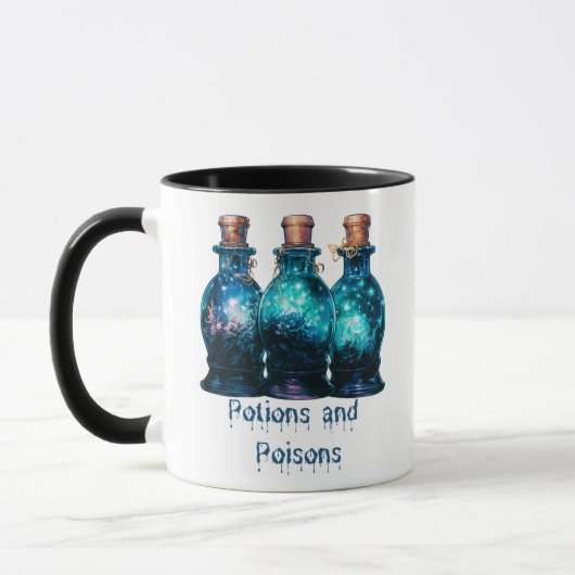 Tränke und Gifte Modernes Blau und Weiß Halloween Tasse (Links)