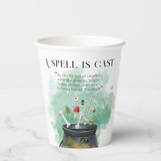Tränke, Zauber & Zauberhexen Cauldron Halloween Pappbecher (Vorderseite)