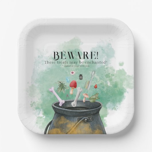 Tränke, Zauber, Zauberhexen Cauldron Pappteller (Vorderseite)