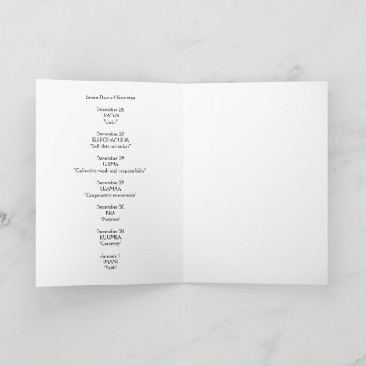 "Trankopfer-" Kwanzaa-Karte Feiertagskarte (Innenseite)
