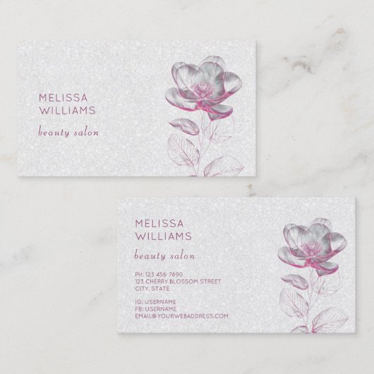 Tranmatrosa Shiny Metallische Blume Visitenkarte (Vorne/Hinten)