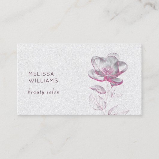 Tranparent Pink Shiny Metallic Flower Visitenkarte (Vorderseite)