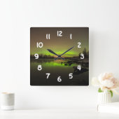Tranquil Aurora Quadratische Wanduhr (Zuhause)