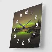 Tranquil Aurora Quadratische Wanduhr (Winkel)