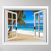 Tranquil Beach Ocean Fake Window View Poster (Vorne)