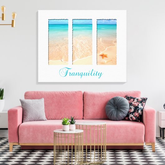 Tranquil Beach Triptych Leinwanddruck (Insitu (Wohnzimmer))