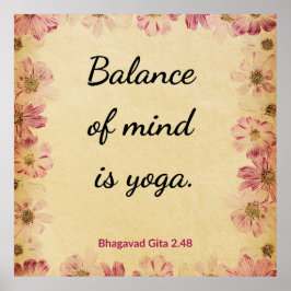 Tranquil Beige Pink Gita Balance Yoga Floral Print Poster
