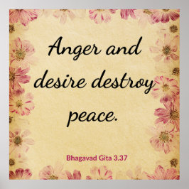 Tranquil Beige Pink Gita Peace Anger Desire Print Poster