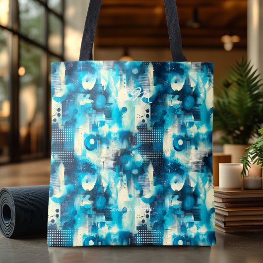 Tranquil Blue Abstrakt Personalisiert Tote Bag Tasche