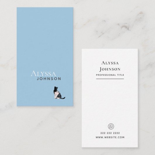 Tranquil Blue Calico Cloud Cat Minimal Visitenkarte (Vorne/Hinten)