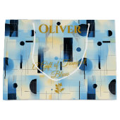 Tranquil Blue Geometric Contemporary Gift Bag Große Geschenktüte (Vorderseite)