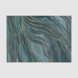Tranquil Blue Gold Abstrakt Watercolor Wedding Seidenpapier