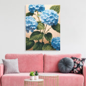 Tranquil Blue Hydrangeas Malerei Leinwanddruck (Insitu (Wohnzimmer))