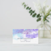 Tranquil Blue Lila Watercolor Visitenkarte (Stehend Vorderseite)