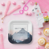 Tranquil Blue Mountain Landscape Pappteller (Party)