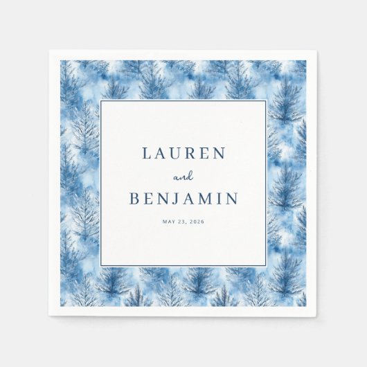 Tranquil Blue Pine Trees Serviette (Vorderseite)