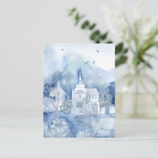 Tranquil Blue Village – Boho Landscape Postkarte (Stehend Vorderseite)