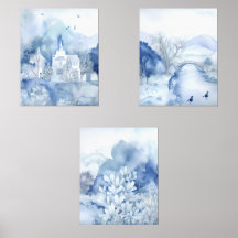 Tranquil Blue Village - Boho Landschaft