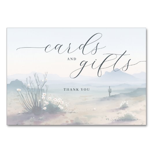 Tranquil Blue Watercolor Desert Landscape Tischnummer (Vorderseite)