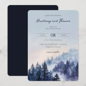 Tranquil Blue Watercolor Forest Einladung (Vorne/Hinten)