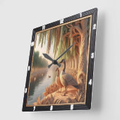 Tranquil Ducks River Quadratische Wanduhr (Winkel)