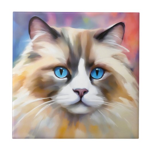 Tranquil Elegant Ragdoll Cat Fliese (Vorderseite)