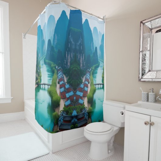 Tranquil Escape - Karst River Serenity" Duschvorhang (Beispiel)