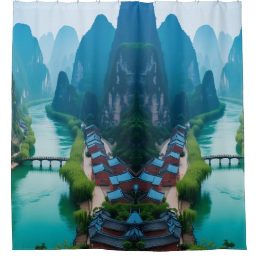 Tranquil Escape - Karst River Serenity" Duschvorhang (Vorderseite)