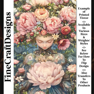 Tranquil Ethereal Girl Lush Blume AG1Z Decoupage Seidenpapier