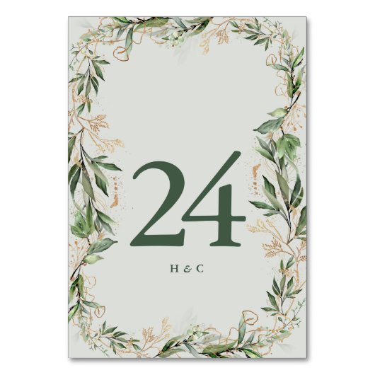 Tranquil Eucalyptus Elegantes Grünes Breezy Sea Gl Tischnummer (Vorderseite)