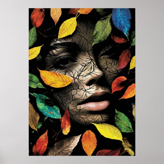 "Tranquil Foliage: Frauenportrait" ist ein atember Poster (Vorne)