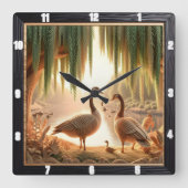 Tranquil Gänse Woodland Quadratische Wanduhr (Vorderseite)