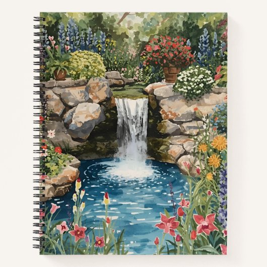 Tranquil Garden Waterfall Spiral Notebook Notizblock (Vorderseite)