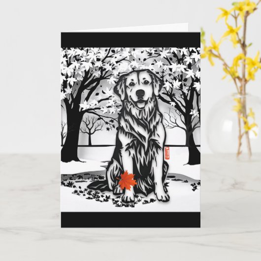 TRANQUIL GLEN Golden Retriever Grußkarte Karte (Gelbe Blume)