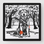 TRANQUIL GLEN Golden Retriever Quadratische Wanduhr (Vorderseite)