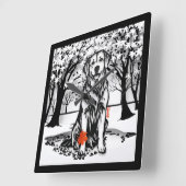 TRANQUIL GLEN Golden Retriever Quadratische Wanduhr (Winkel)