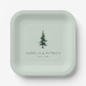 Tranquil Green Evergreen Tree Pappteller (Vorderseite)