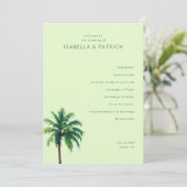 Tranquil Green Palm Tree Wedding Ceremony Schedule Programm (Stehend Vorderseite)