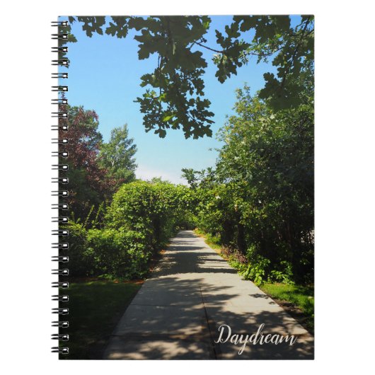 Tranquil Green Park Walkway Foto Spiral Notebook Notizblock (Vorderseite)