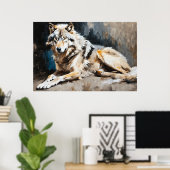 Tranquil Guardian: Friedliches Wolf-Portrait Poster (Heimbüro)