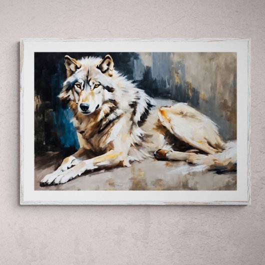 Tranquil Guardian: Friedliches Wolf-Portrait Poster