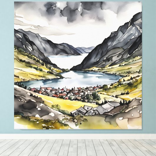 Tranquil Haven von den norwegischen Fjorden Leinwanddruck (Insitu (Holzboden))