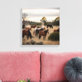 Tranquil Herd at Dusk – Peaceful Horse Pasture Leinwanddruck (Insitu (Wohnzimmer))
