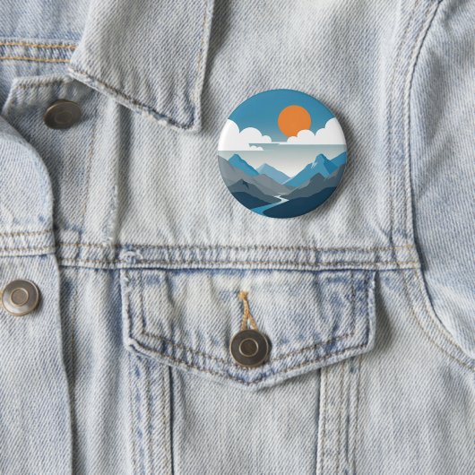 Tranquil Horizon | Minimal Mountain Landscape Art Button (Beispiel)