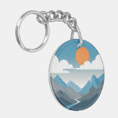 Tranquil Horizon | Minimal Mountain Landscape Art Schlüsselanhänger (Vorderseite links)