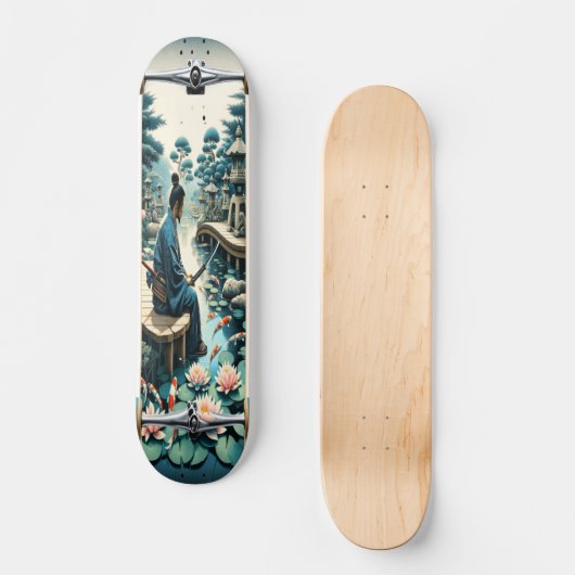 Tranquil Koi Meditation Skateboard (Vorderseite)