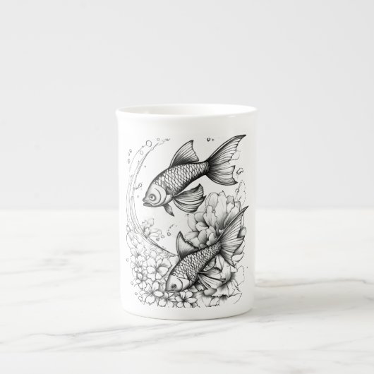 Tranquil Koi Pond Bone China Tasse (Vorderseite)