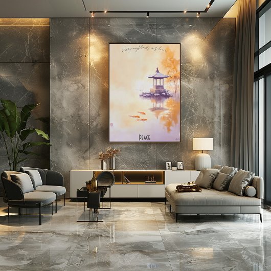 Tranquil Koi Teich und Pagoda Mauer Poster