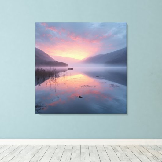 Tranquil Lake Sunrise – Serene Nature Landscape Ar Leinwanddruck (Insitu (Holzboden))
