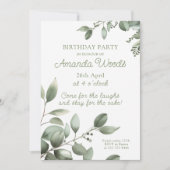 Tranquil Leafy Grace Geburtstagsfeier Einladung (Vorderseite)